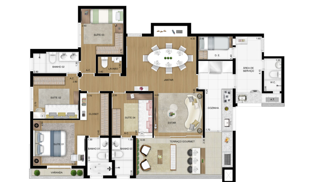 PROVENANCE MORUMBI_Tipo 128m² 4 suítes