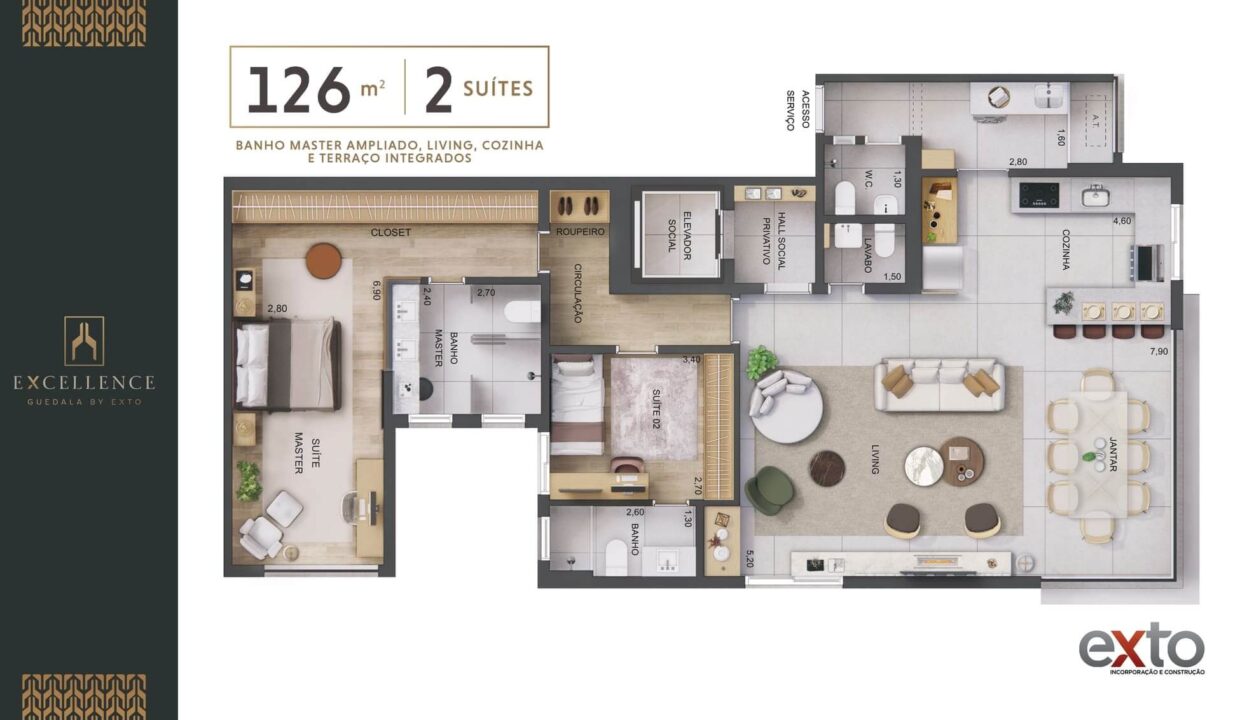 emp_53_excellence_-_planta_-_126m²_-_2_suites_-_Banho_master_ampliado_+_Living,_cozinha_e_terraco_integrados