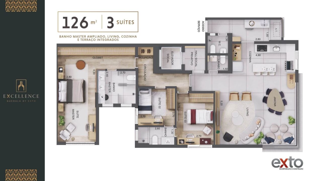 emp_53_excellence_-_planta_-_126m²_-_3_suites_-_Banho_master_ampliado_+_Living,_cozinha_e_terraco_integrados