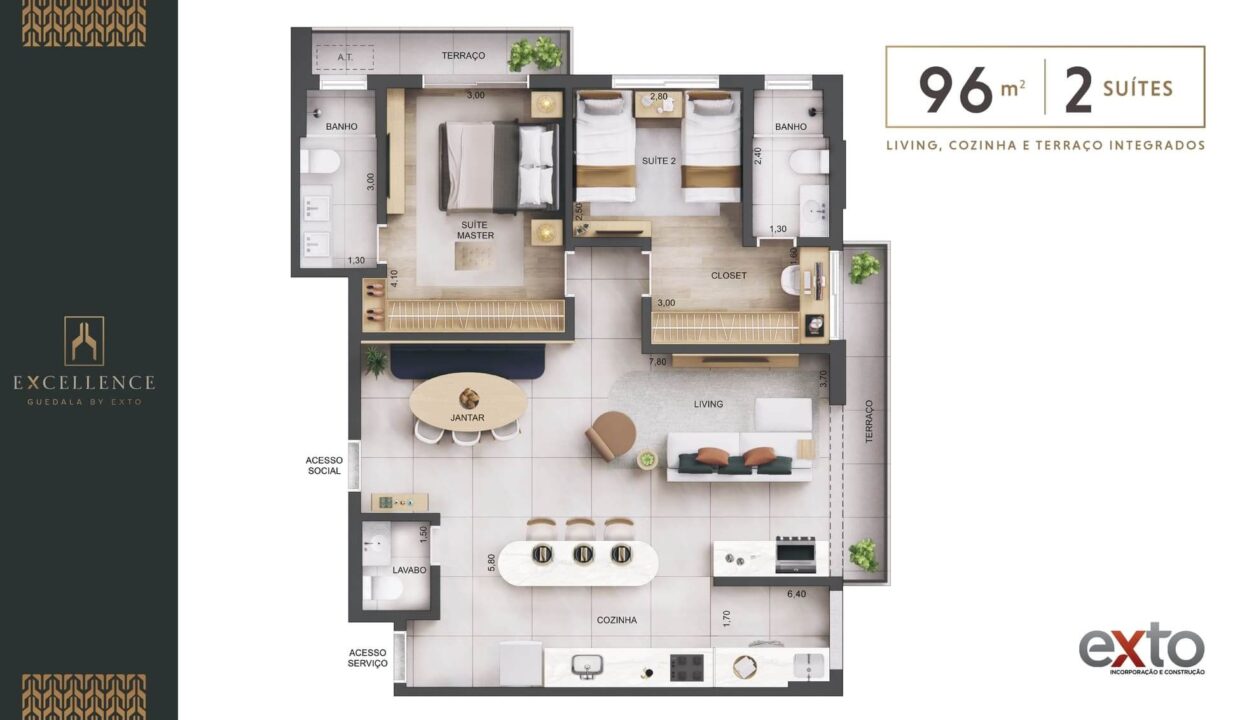 emp_53_excellence_-_planta_-_96m²_-_2_suites_-_Living,_cozinha_e_terraco_integrados